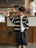 TaiRu 2026 Otoño Nuevo Estilo Suéter Cardigan Rayado Casual para Niños Chaqueta de Punto Moda Coreana Infantil Moderna