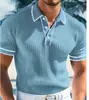 Europa Transfronteiriça Amazon Masculino Novo Manga Curta Comércio Exterior Verão Masculino Transfronteiriço Bloco de Cores Listrado Gola Polo