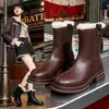 Botas Martin de tacón grueso para mujer, nueva colección otoño/invierno 2026, Botines Chelsea estilo británico con forro de felpa, Botines ajustados, Botas de algodón