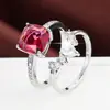 Suministro Exclusivo Transfronterizo de Juegos de Anillos Cuadrados Sencillos de Circonita, Anillos Dobles de Cobre Puro Modernos y Versátiles, Venta al por Mayor de Joyería de Fábrica