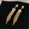 Pendientes de Borla Populares Europeos y Americanos con Circonita, Lujo Accesible, Gama Alta, Pendientes Exquisitos, Pendientes Exagerados de Diamantes Completos de Moda para Mujer