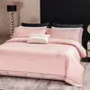 Conjunto de Quatro Peças 100% Algodão, Contagem Alta, Alta Densidade, Bordado Elegante, Roupa de Cama Lisa, Capa de Edredom de Algodão, Conjunto de Lençóis Venda por Atacado