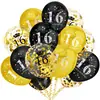 Set de Globos con Confeti Negro Dorado para 16 18 30 40 50 60 Años Combinación Decoración para Fiesta de Cumpleaños de Adultos