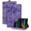 Funda de Cuero Adecuada para Samsung Tab S12Plus A11Plus Gato de Flor de Cerezo Mate Dibujo Animado Titular de Tarjeta en Relieve
