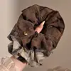 Goma de Pelo Oversize de Zhao Lusi para Mujer, Lazo de Pelo Retro de Gama Alta para Otoño e Invierno, Cuerda para el Pelo Floral de Estilo Perezoso