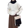 Talla Grande para Mujer Cubre-Vientre Solapa Grande Tejido de Punto Tejido de Punto para Mujer Otoño e Invierno Moda para Hermana Gorda Retro Camisa Básica de Manga Larga