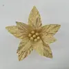Novas decorações de Natal transfronteiriças pó dourado flor artificial acessórios para guirlanda de Natal arranjo de flores de tecido ornamentos decorativos