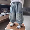 Ropa de Primavera para Niños Estilo Coreano Jeans 2026 Nuevo Moda Casual Pantalones de Pierna Ancha Atractivos Pantalones Sueltos de Primavera y Otoño para Niños