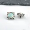 Brincos Quadrados de Titânio F136 Cravejados com Bolas de Opala Piercings de Lábio Studs para Osso da Orelha Joias de Piercing Liga de Titânio G23