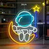 Luces de Neón de Astronauta Transfronterizas Luces de Astronauta Espacial Luces con Forma de Planeta Decoración de Habitación Luces LED de Atmósfera