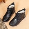 Sapatos Populares de Algodão Forrados com Pelo para Mulheres, Sapatos de Couro de Vaca de Primeira Camada com Solado Macio para Mulheres de Meia-Idade e Idosas, Sapatos Quentes e Antiderrapantes para Mães