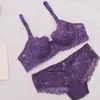 Traje de sujetador europeo y americano con aro de acero sexy ultra delgado transparente completo de encaje cómodo ropa interior sujetador para dormir talla grande delgado