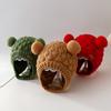 Gorro de bebé para otoño e invierno, bonito gorro de bebé con doble bola y protección para las orejas, gorro de lana de punto resistente al viento para niños y niñas.