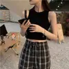Chaleco de Verano 2024 para Mujer, Estilo Americano Transfronterizo, Cuello Redondo Pequeño, Ajustado, Adelgazante, Ombligo al Aire, Chaleco Corto con Tirantes