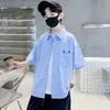 Camisas Nuevas de Verano de Manga Corta para Niños, Solapas Sueltas, Camisas Casuales Finas de Moda, Versátiles y Frescas para Niños Mayores