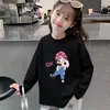 Camiseta de Algodão Puro Manga Longa para Meninas, Estilo Fino para Primavera, Outono e Inverno, Versão Infantil, Camiseta Básica Versátil Super Fofa, Top Estilo Ins