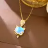 Collar con Colgante de Zirconia de Diamante Completo de Zorro Pequeño para Mujer, Nuevo Estilo Coreano y Japonés, Lindo y Moderno, Cadena de Clavícula Personalizada para el Trabajo al por Mayor