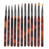 Pluma para arte de uñas varilla ámbar 12 juegos de pluma para dibujar pintada pluma de pintura para tallado de cristal cabeza plana cabeza inclinada pluma manicura