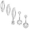 Piercing de umbigo de aço inoxidável transfronteiriço para homens e mulheres com zircônia, piercing de umbigo com cravo, piercing corporal humano, conjunto liso de umbigo em estoque