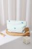 Bolsa de Maquillaje de Tela con Lazo Bordado a Rayas, Fresca y Sencilla, Bolsa de Almacenamiento Portátil para Cuidado de la Piel, Bolso de Mano de Gran Capacidad