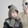 Gorro de invierno para niños con bufanda cálida integrada, gorro de lana tejido para otoño e invierno que protege las orejas para niños y niñas, a prueba de viento