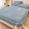 Sábana Bajera de Tafetán Engrosado tipo Gofre de Invierno Pieza Única Cálida Sencilla Protector de Colchón Cubierta de Cama Fija Todo Incluido