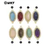 WT-C334 Colgante Exquisito Oval de Piedra Preciosa de Color Amatista Destello Piedra de Cuarzo Rosa Borde de Circonita