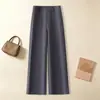 Pantalones de traje rectos ajustados hechos a medida para mujer en azul marino, nuevo estilo primavera/otoño 2026, de tiro alto, casual, con una bonita caída