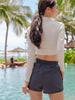 Traje de baño deportivo de talla grande para mujer, nuevo modelo 2025, con abertura en el vientre, para playa, vacaciones en aguas termales [Una generación de cabello]