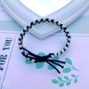 Pulsera de cuerda para el cabello para estudiantes, con temperamento de cuerda para la cabeza tejida a mano con perlas, anillo para el cabello con cola de caballo para adultos, accesorios para el cabello, novedad de verano