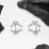 SHIAI estilo coreano nuevos aretes de tuerca anudados de plata esterlina S925, aretes de plata esterlina modernos, de nicho, simples, de alta gama y combinables