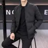 Jaqueta de Algodão com Penas Masculina de Inverno Casual de Negócios Jaqueta de Algodão Leve da Moda com Gola Alta Masculina Jaqueta de Gola Baseball Masculina
