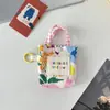 Bolsa para Auriculares Pequeña Fresca Floral Estilo Coreano Mini Diseño de Nicho Bolsa de Almacenamiento Anti-Caídas y Anti-Rozaduras Cubierta Protectora para Auriculares Bluetooth