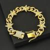 Pulseira masculina hip hop estrela de cinco pontas com diamantes completos, pulseira europeia e americana de corrente de estrela hip hop rap
