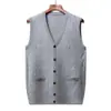 Colete Cardigan de Lã Outono e Inverno para Homens de Meia-Idade e Idosos, Suéter Tricotado Engrossado de Costas Abertas, Colete de Lã Masculino