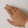 Conjunto de Anéis Minimalista Versátil Estilo Cool Rosto Sorridente Borboleta Yin-Yang Anéis Articulados Geométricos Vazados Esmaltados com Cravação de Diamantes para Mulheres