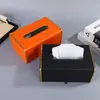 Caja de pañuelos estilo lujo ligero creativa simple para sala de estar hogar dormitorio caja de pañuelos hotel restaurante caja de pañuelos extraíble de cuero de alta calidad
