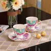 Conjunto de Xícara e Pires para Café de Porcelana Óssea Família H Criativa Xícara de Chá com Pires Doméstico Simples Cerâmica para Chá Perfumado Atacado Transfronteiriço
