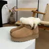 Botas de Nieve Gruesas de Invierno 2026 Sangpo Village Forradas de Piel Nuevas con Hebilla de Cuerno Suela Gruesa Botines Cortos para Mujer Engrosados