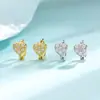 Pendientes de Corazón Super Brillantes Incrustados con Diamantes para Mujer, Estilo Ins, Pendientes de Corazón de Alto Grado con Temperamento Elegante
