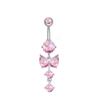 Ombligueras Serie Rosa Transfronteriza Flash Al Por Mayor Nuevo Mariposa Personalizado Corazón de Durazno Zircón Colgante para Ombligo Joyería para Perforación