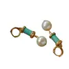 26 Modelos de Primavera de Pendientes de Piedra Natural y Perlas Europeas y Americanas para Mujer, Clips para Orejas y Accesorios para Orejas de Ágata Turquesa Colorida Estilo Étnico Vintage