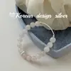 Joia de Prata S925 Prata Pura com Design de Nicho Inspirado no Estilo Coreano Pulseira Doce de Tubo Florido Escovado com Cristal Rosa com um Toque de Luxo