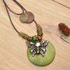 Estilo Étnico Vintage Ropa de Algodón y Lino Versátil Accesorios de Decoración Cuerda de Cera Colgante Largo Creativo Cadena de Lana Multicapa