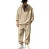 Conjunto de moletom com capuz e calça jogger de linho respirável, casual, versátil, moda masculina, pronto para envio transfronteiriço da fábrica