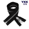 Genuíno Não. Zíper metálico YKK de cobre branco com dentes prateados para jaquetas de couro, jaquetas acolchoadas, casacos e jaquetas