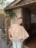 Toma real estilo coreano temperamento capa suelta gasa manga corta top mujer 2026 verano nuevo diseño simple sentido