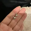 Pendientes Saturno Mini Zirconia de Emperatriz Viuda para Mujer Plata S925 Aguja de Plata Lujo Ligero Diseño de Nicho Pendientes de Perla de Agua Dulce Natural