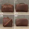 Nueva Bolsa de Cosméticos de Viaje Marant de Cuero Crazy Horse Portátil de Gran Capacidad Bolsa de Almacenamiento Portátil de Cuero Genuino Moderna