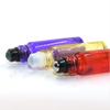 Botella de bola rodante de 10 ml, botella cilíndrica de bola rodante de color, botella de aceite esencial de 5 ml, botella vacía, tapa de madera, botella de bola rodante graduada.